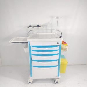 ABS Emergency Medical Trolley Equipment 5 Drawer With Defibrillator Shelf CPR