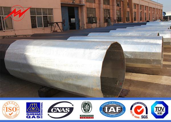 Electric Power Transmission And Distribution Galvanized Steel Poles 10~550KV Rated Voltage