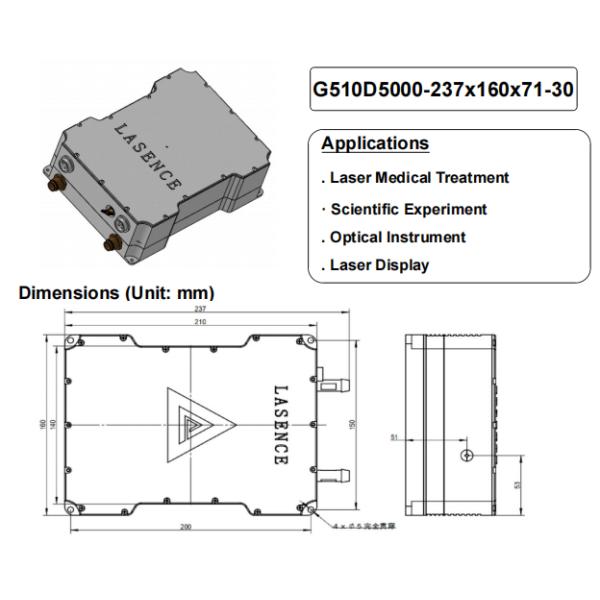 Aluminum Passivation Housing Green 505nm 50mW Solid Laser for Scientific Experiments