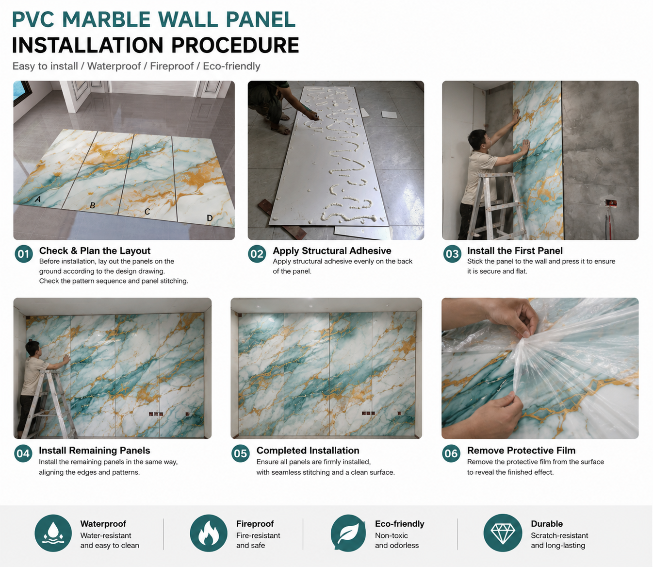 Custom Size UV Marble Sheet Luxury Clear Marble Texture Wall Panel for TV Backgrounds