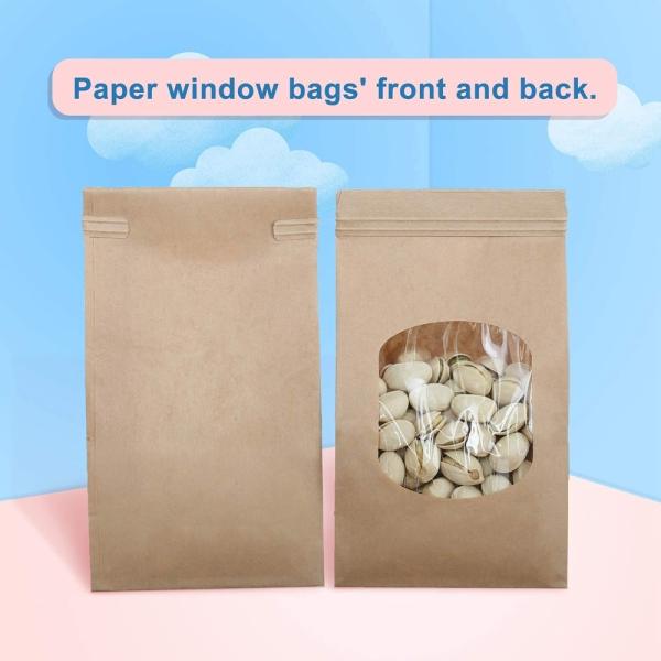 Saco de papel Kraft com janela clara para feijão de café estilo de embalagem de luxo