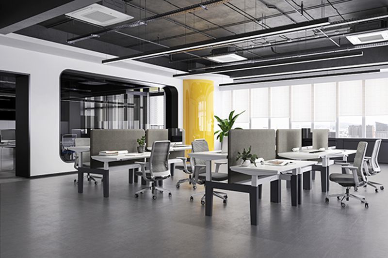 Modular Sit Stand Desk Height Adjustable Staff Desks With Fabric Divider