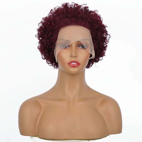 99J Burgundy Raw Indian Virgin Cuticle Aligned Human Hair Lace Front Wigs for Small Size