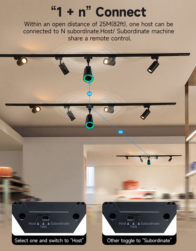 Track Rails RGB light 12W Track Light 2 Wired 3 Wired 4 Wired Track Rails Speaker for Shop Room
