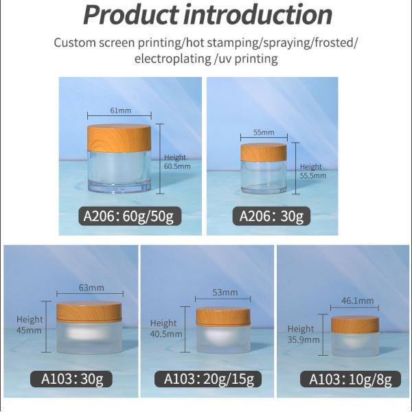 15g 30g Luxury Frosted Cosmetics Packaging Plastic Round Bamboo Body Butters Cream Cosmetic Jar with Customized Logo