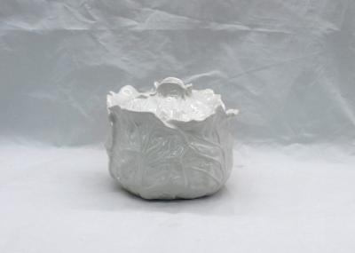 White Ceramic Kitchen Canisters Handmade Vegetable Design Cabbage Food Container With Lid