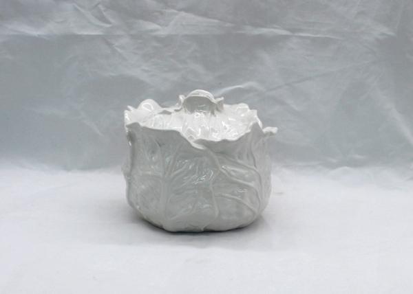 White Ceramic Kitchen Canisters Handmade Vegetable Design Cabbage Food Container With Lid