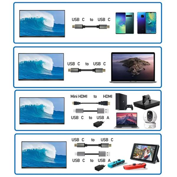 Écran d'extension d'écran d'ordinateur portable 13.3 14 15.6 16 mini-moniteur de 17,3 pouces 2k 4k écran tactile LED moniteur portable de jeu
