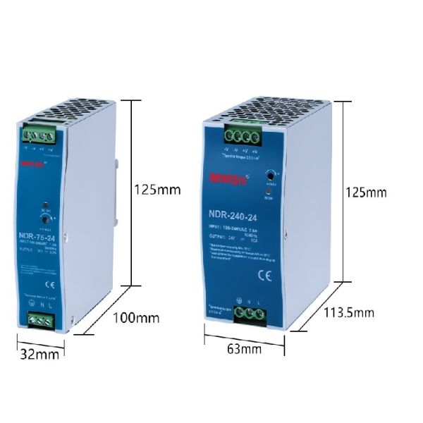 NDR-120-24 guide rail type 75W, 150W, 240W, 480W industrial grade 12V, 48V switching power supply