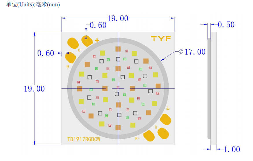 36V Dimming Cob LED High CRI Ra80/Ra90/Ra95 SDCM 2Step for Exceptional Lighting Solutions TB9-1814-RGBCW