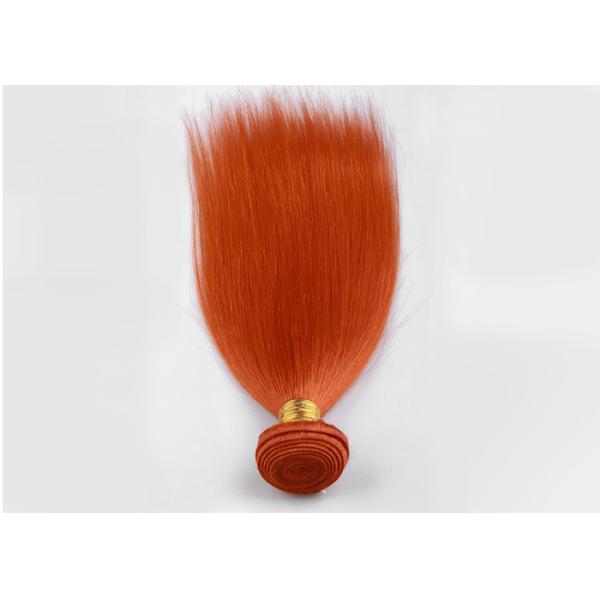 Orange Virgin Human Hair Extensions 12 Inch Double Stitch Weft Single Drawn