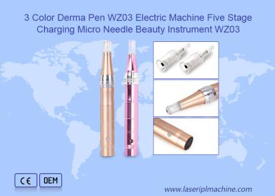 3 Color Derma Pen Máquina elétrica de carregamento de cinco estágios Micro Agulha Instrumento de beleza