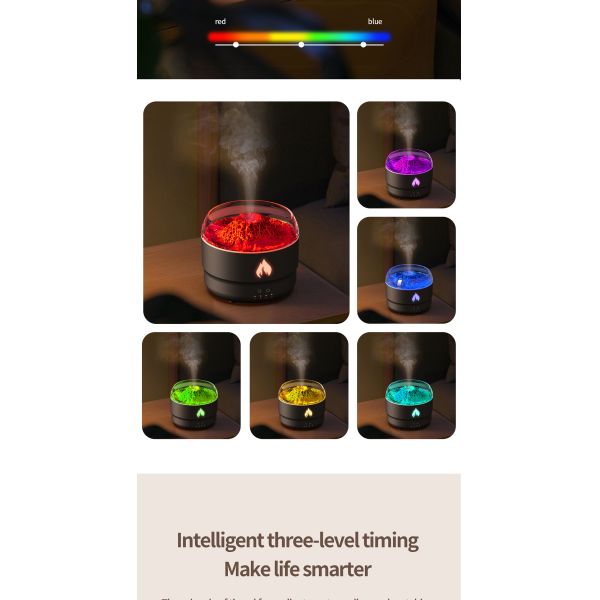 Electric Ultrasonic Aroma Air Humidifier Volcano Design USB Powered Timing Function
