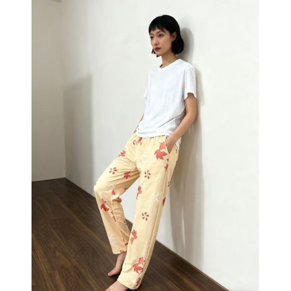 Women's 2-Color Floral Print Wide-Leg Sleep Pants