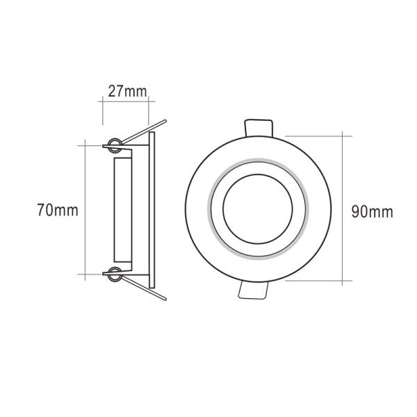 Потолок Downlight OD90 IP65 алюминиевый утопил освещать отделку