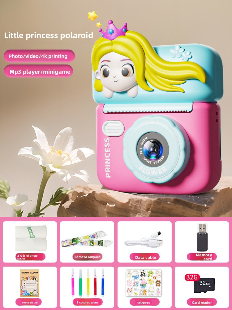 DLC  Multi-Function HD Dual Lens Kids Instant Digital Camera, Photo & Video , High-Definition Girl's Toy, Birthday Gift for Kids