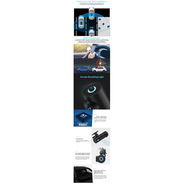 70mai Hidden Dash Cam WIFI GPS Novatek 96672 Чипсет FHD Single Lens