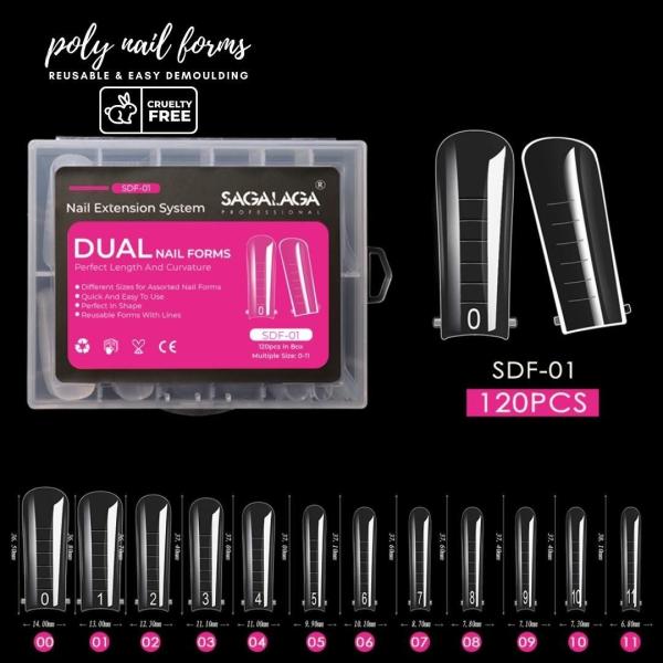 Advantage Reusable and Removable Poly Extension Gel Dual Nail Form 120pcs Clear Ballerina Nail Tips Full Cover Dual Form