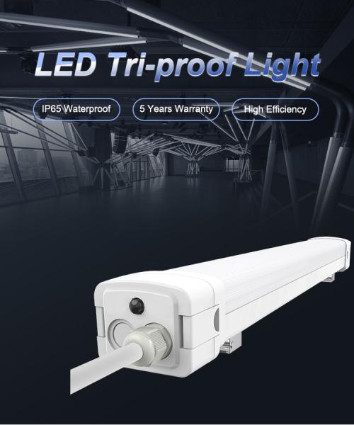 IP65 Aluminum 120 Degree Beam LED Tri-proof Light Fixture For Warehouse Lighting