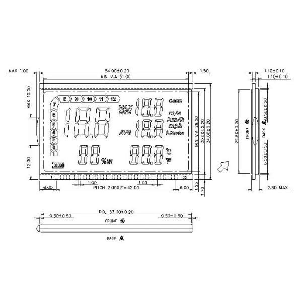 Специализированный винт VDD 3.6V FSTN сегмент LCD дисплей для контроллера транспортного средства