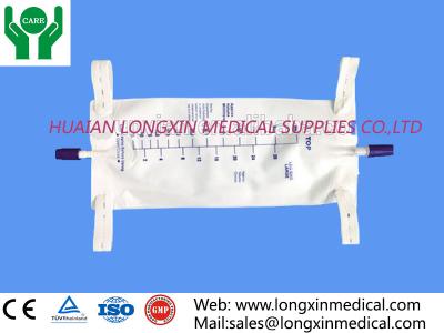 Disposable Pear Type 750ml 3-chambers Urine Leg bag with Non-woven surface,Cross valve wit