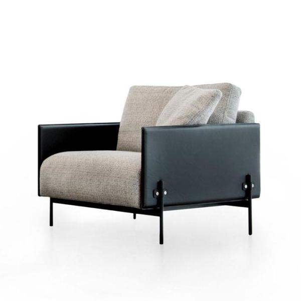 Customized Fabric Living Room Arm Chair / Printed Logo Light Blue Armchair