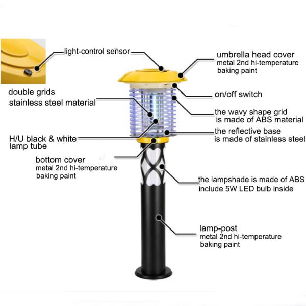 Mosquito power grid outdoor park residential villa LED lighting mosquito-killing lamp lawn mosquito-killing lamp