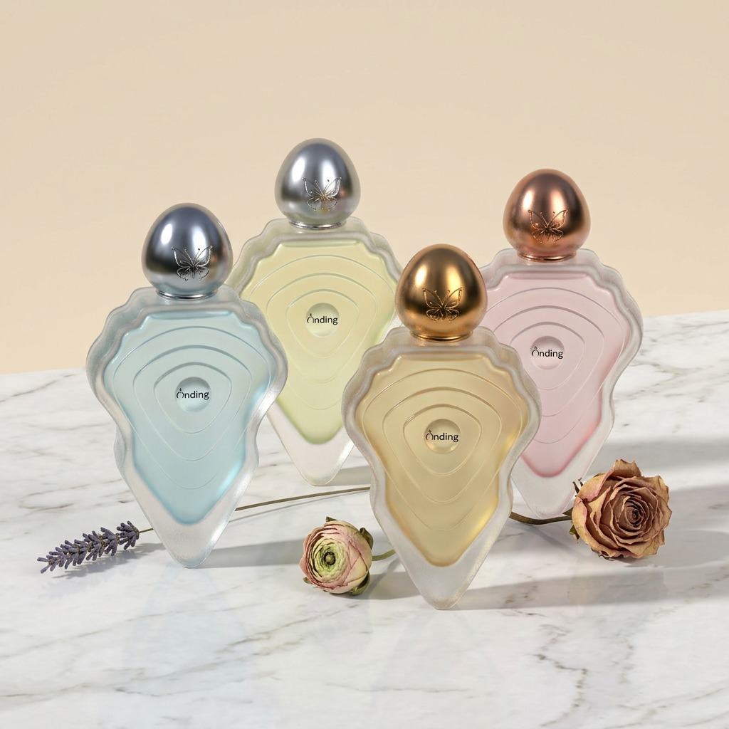 100ml Glass Perfume Bottle Empty Unique Irregular Shape Round Cap Crimp Neck