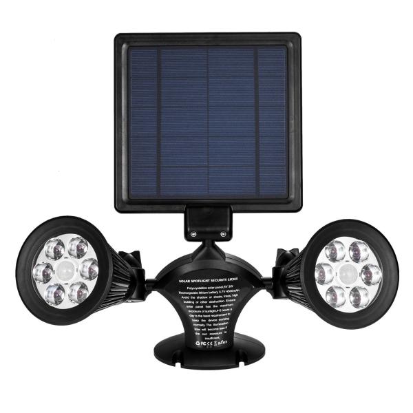Solar Energy Powered Dual Head Upgraded Double Spotlights 12 LED Outdoor Garden Light