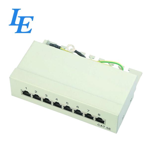White 8 Port Patch Panel Wall Mount , CRS Cat5e Pass Through Patch Panel
