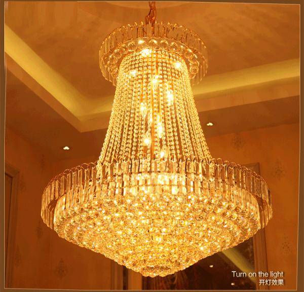 Large gold and crystal chandelier For hotel Project Lighting Fixtures (WH-NC-13)
