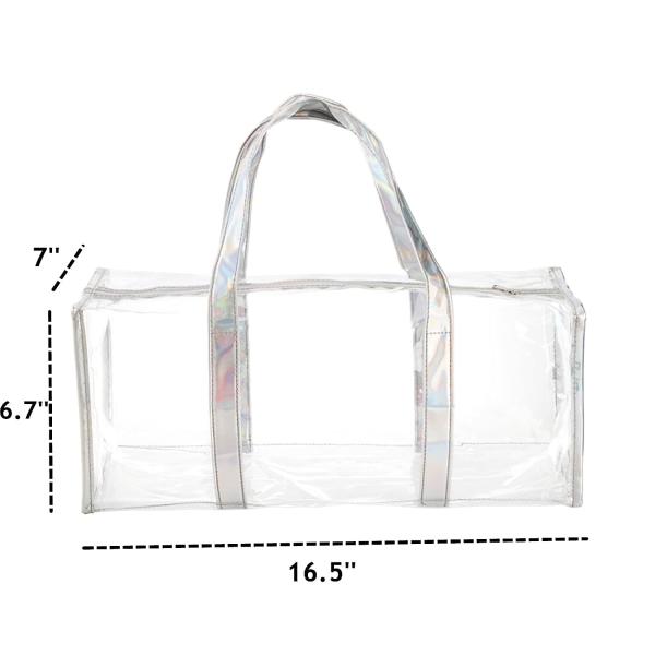 Tote Bag for Women Clear Gym Bag PVC Beach Bag Sports Duffel Bag with Durable Metal Zipper (One Clear Bag)