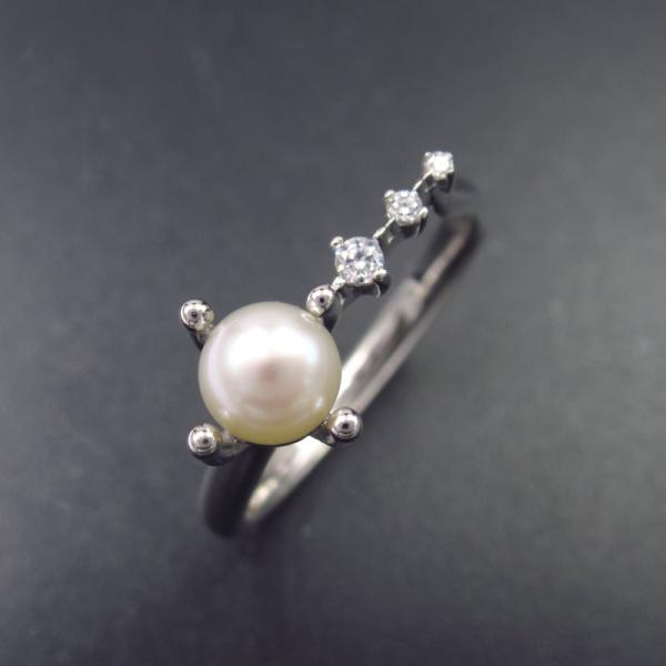 Кольцо жемчуга 2 полуокружностей серебряное/кольцо жемчуга чистых ювелирных изделий страза белое