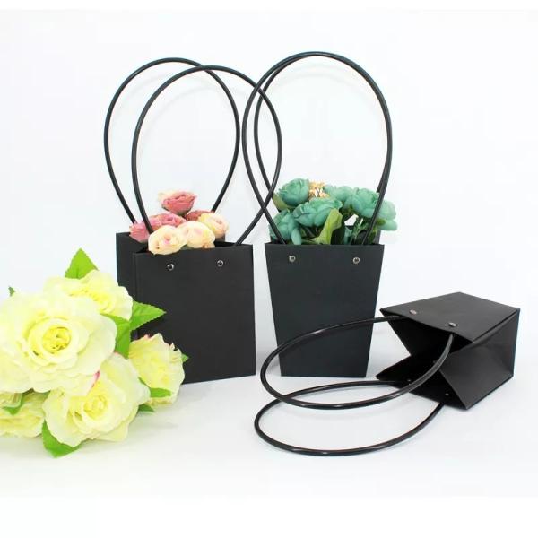 Florist Gift Printed Paper Carrier Bags Waterproof Bouquet Bags With Handles