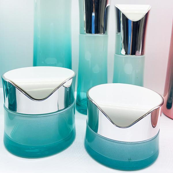 упаковка опарника 30g 50g 50ml 100ml косметическая установила крышку ясной голубой бутылки серебряную