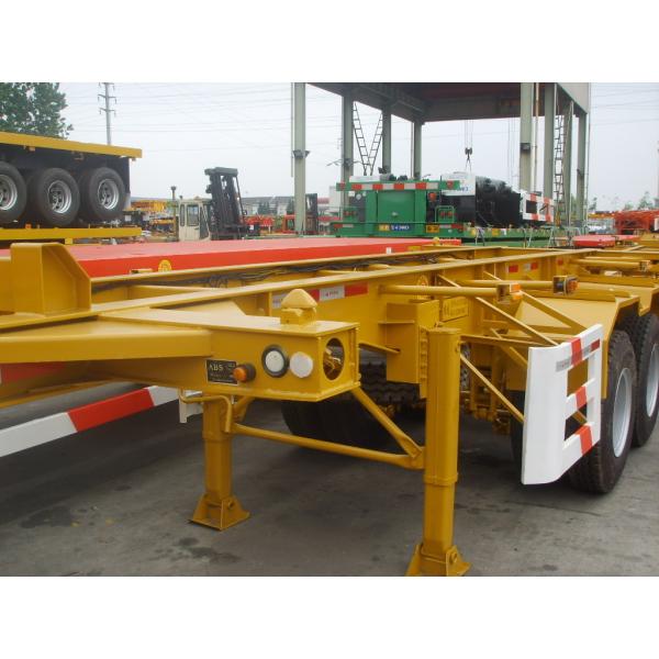 Green 12m Steel Flat Bed Semi Trailer With Lock For Cargo Transportation