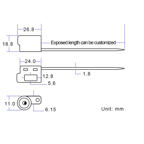 Tamper Proof Pull Tight Zinc Alloy Container Door Lock Cable Seal with 2.74 KN Tensile Strength