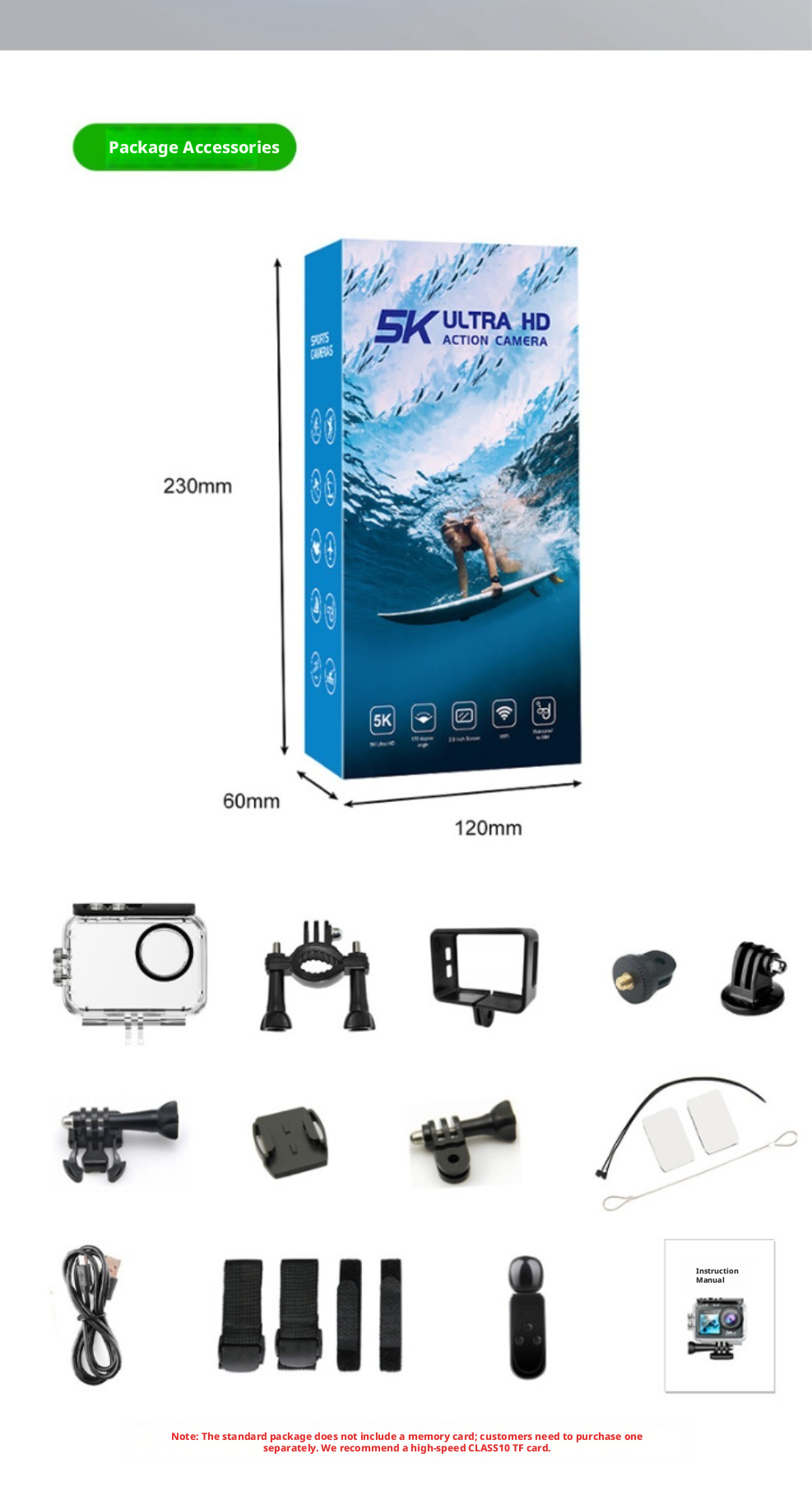DLC M40TRW 5K Dual Screen Action Camera Waterproof WiFi Remote External Microphone Supported Outdoor Vlog Recording Wide Angle