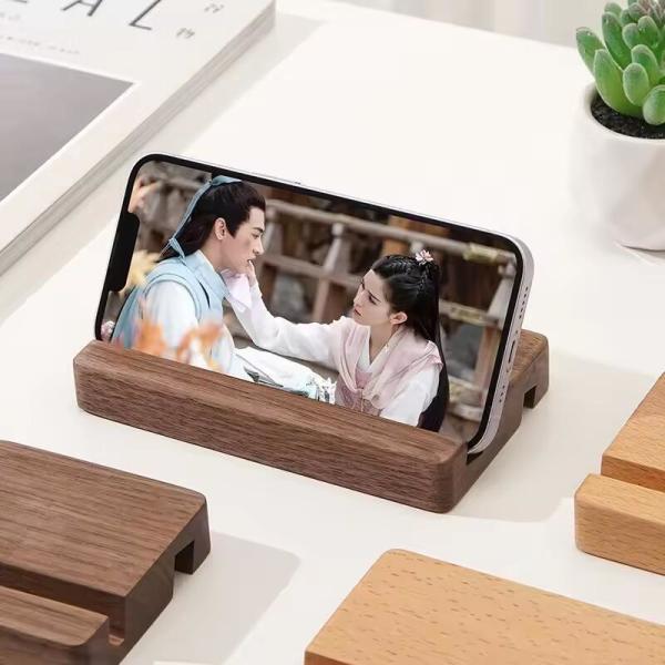 Wood Cell Phone Stand Wooden Mobile Phone Holder Universal Portable Desktop Smartphone Stand