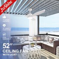 Fan de plafond blanc de 3 lames en plastique LED, fan de plafond imperméable avec le moteur léger de C.C
