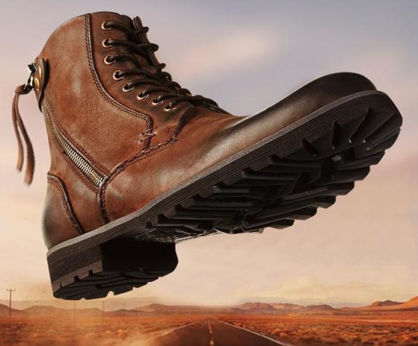 Bullock Mens Brown Leather Dress Boots , Genuine Leather Martin Cowboy Boots