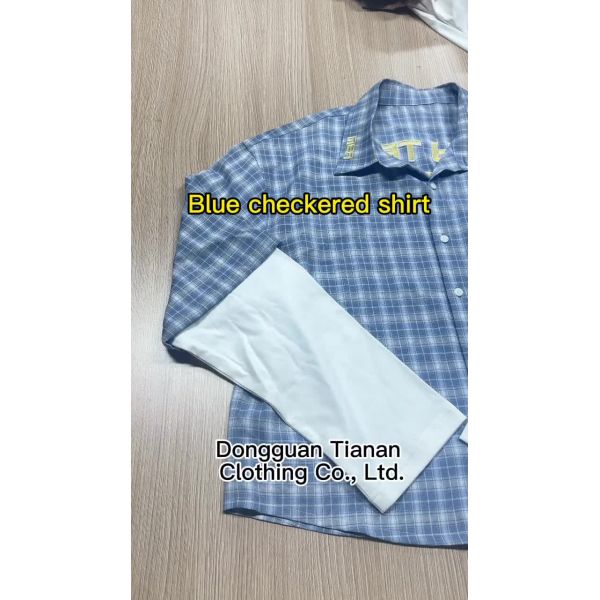 Manufacturer High Quality Button up Embroidery Double Layer Men's Shirt Custom Designer Blue Plus Size Plaid Check Pattern Shirt