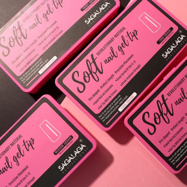 Long Coffin Soft Gel Almond Nail Extension Tips 500pcs Back Box Ballerina Square Fake Tips Nails XXL Tips for Home DIY