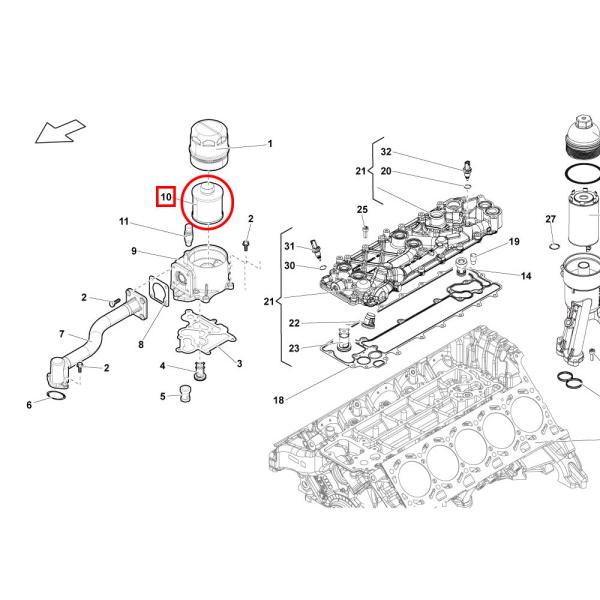 Pour Lamborghini Gallardo 2004-2008 Filtre à huile OEM 07L115561C