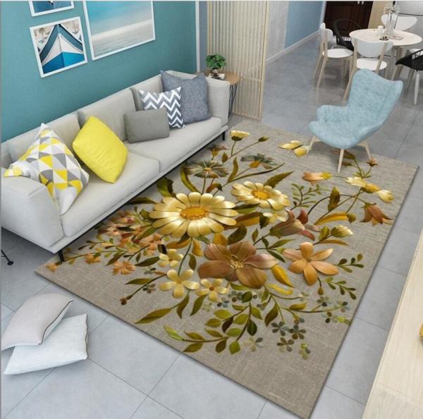 Beautiful Flowers Lotus Chrysanthemum Living Room Floor Carpet With Special Style