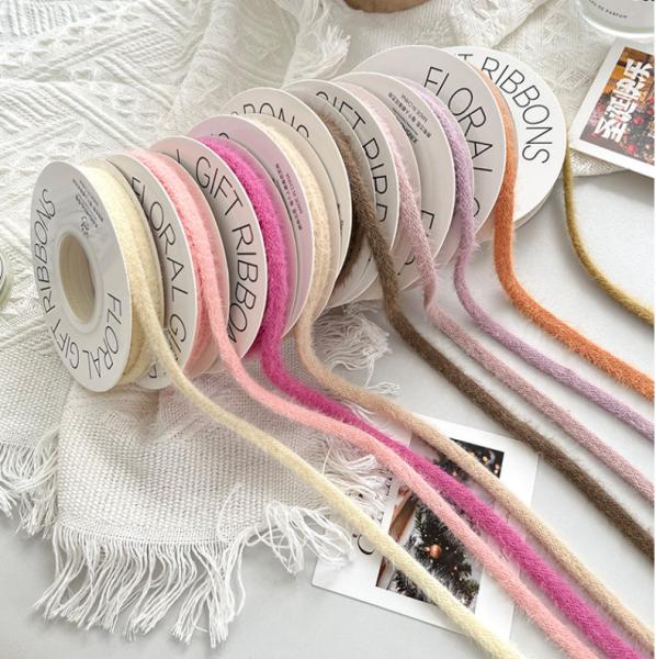 Eco-friendly Plush Hollow Ribbon Flower Bouquet Handmade Christmas Floral DIY Gift Bag Cake Tying Straps