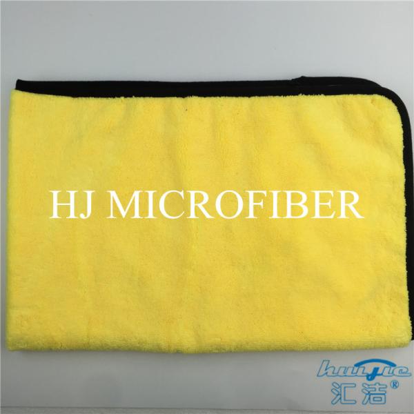 Professional Microfiber Car Cleaning Towel Super Absorbent Yellow Color High - low Pile Cloth