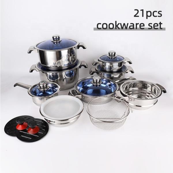 Multifunction Custom Pots And Pans Cookingware Set Cookware Cook Pot 21 Pieces Thickened Stainless Steel Cookware Set