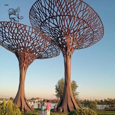 Giant Metal Tree Corten Steel Sculpture Large Garden Plants Statue Rust Color Decorative Outdoor