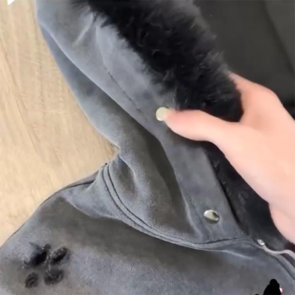 Acido Sólido Lavar Sol Desbotado Distressed Custom Full Zip Up Hoodies casaco com colarinho de pele